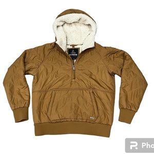 PrAna Esla Light Brown Half Zip Fleece Lined Pullover Size S